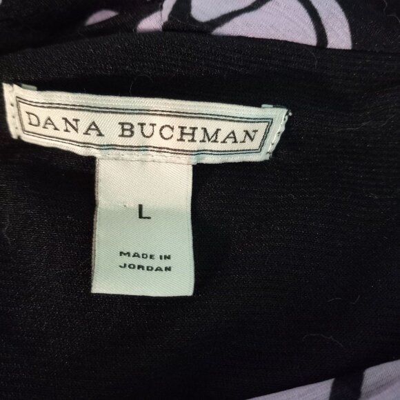 Dana Buchman L Top Womens Sleeveless Cowl Neck Black Lavender Abstract Print - Picture 7 of 9